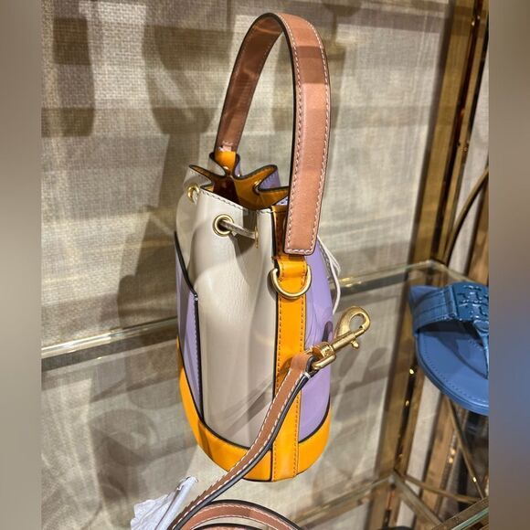 Tory Burch T Monogram Color - Block Bucket Bag, Thistle‎ Mix, Style 88157 - Picture 3 of 16